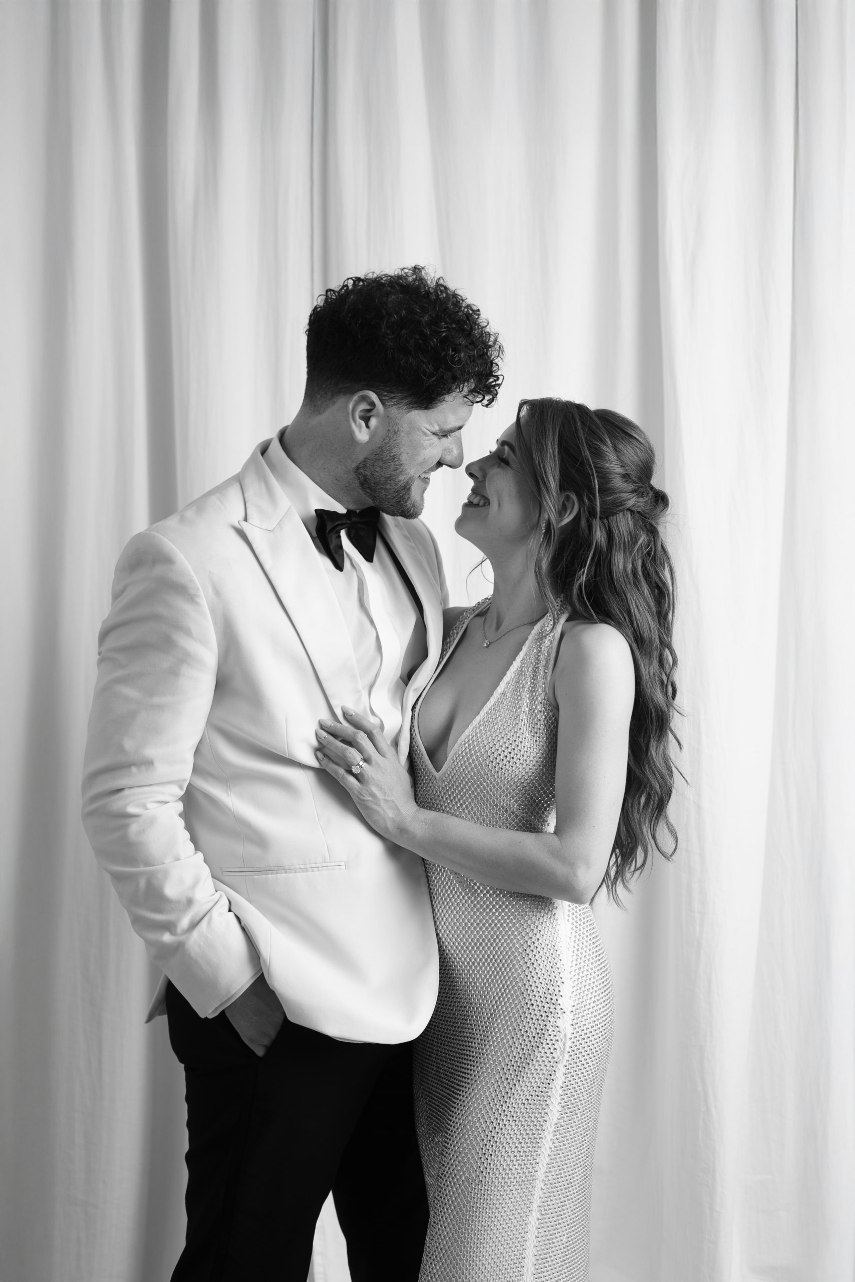 Editorial couples session with glamorous and modern aesthetic
